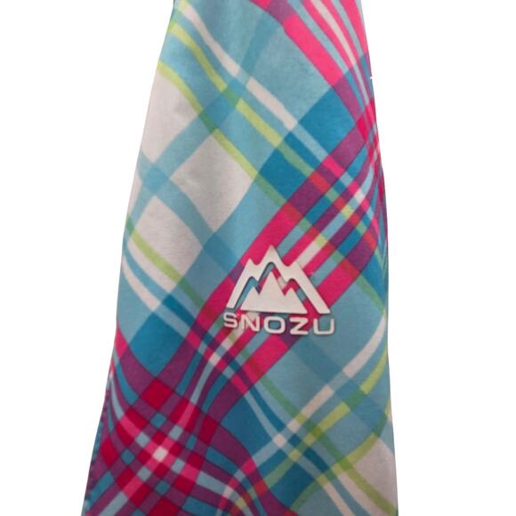 Snozu Soft Shell Fleece Lined Winter Blue Pink Plaid Jacket Coat Girls 14-16 - Picture 4 of 5